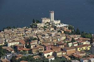 Italian Lake Prints: Houses and castle at Malcesine on Lake Garda in Alto Adige