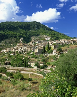Hill Villages Prints: Houses and churches in the hill town of Valldemosa on Majorca, Balearic Islands