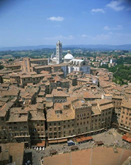 Siena Prints: Houses and churches on the skyline of the town of Siena, UNESCO World Heritage Site