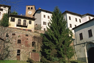 Houses and clocktower in the medieval quarter of