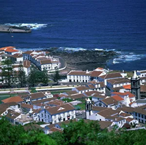 Azores Prints: Houses and coastline in the town of Santa Cruz on