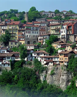 Bulgaria Prints: Houses on a hill in the town of Veliko Turnovo in Bulgaria, Europe