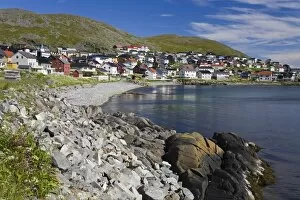 Houses in Honningsvag Port, Mageroya Island, Finnmark Region, Arctic Ocean