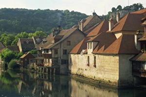 Franche Comte Prints: Houses along the Loue River, Ornans, Jura, Franche-Comte, France, Europe