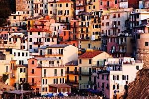 Pretty Prints: Houses in Manarola, Cinque Terre National Park, UNESCO World Heritage Site, Liguria
