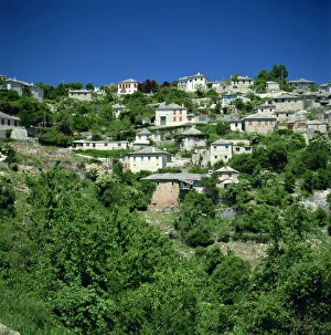Hill Village Prints: Houses of a mountain village at Aristi