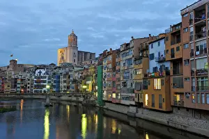 Heritage Site Prints: Front of the houses by the Onyar River at dusk