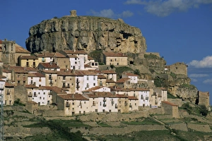 Rock Cliff Prints: Houses overlook terraced fields