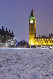 Clock Tower Prints: Houses of Parliament and Big Ben in snow