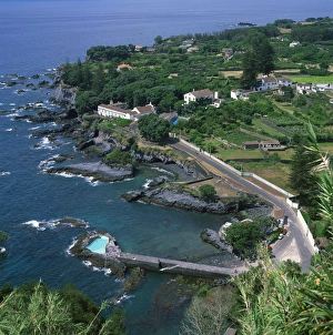 Sao Miguel Prints: Houses and rocky coastline in the south of the island