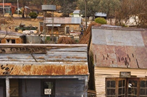 Corrugated Iron Prints: Houses, Sofala, historic gold mining town, New South Wales, Australia, Pacific