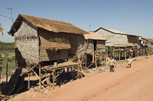Houses on stilts on the side of Tonle Sap Lake, near Siem Reap, Cambodia
