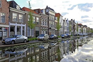 South Holland Prints: Houses on Turfmarkt in Gouda, South Holland, Netherlands, Europe