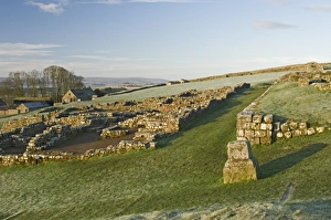 Part of Housesteads Roman Fort looking west, Hadrians Wall, UNESCO World Heritage Site