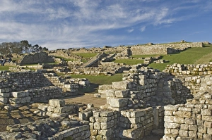 Housesteads Roman Fort from the south gate, Hadrians Wall, UNESCO World Heritage Site
