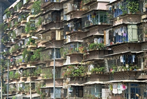 Guangzhou Prints: Detail of housing, Guangzhou, China, Asia