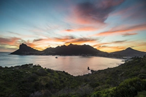 Pink Sky Prints: Hout Bay after sunset, Cape of Good Hope, South Africa, Africa