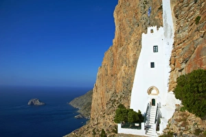 Cylades Prints: Hozoviotissa monastery and Aegean Sea, Amorgos, Cyclades, Greek Islands, Greece, Europe