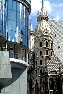 Contrasts Prints: Hs Haus and Stephansdom, Vienna, Austria, Europe