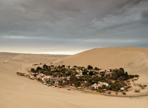 Peruvian Culture Prints: Huacachina Oasis, elevated view, Ica Region, Peru, South America