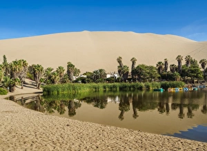 Peruvian Culture Prints: Huacachina Oasis and Lake, Ica Region, Peru, South America