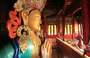 Altar Prints: The huge 15 metre high statue of Maitreya (Chamba) Buddha (the Buddha to come)