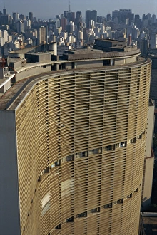 Oscar Niemeyer Prints: Huge curved office block facade, designed by Oscar Niemeyer, Sao Paulo
