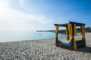 La Paz Prints: Huge double bed on the beach of Playa Palmira near La Paz