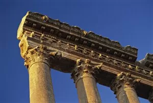 Huge entablature on the colums of Jupiter, Baalbek, UNESCO World Heritage Site