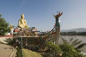Images Dated 2nd January 2008: Huge golden Buddha on the banks of the Mekong River at Sop Ruak, Thailand