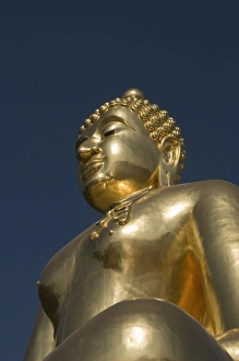 Images Dated 2nd January 2008: Huge golden Buddha on the banks of the Mekong River at Sop Ruak, Thailand