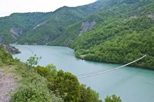 Huge hanging bridge along the road from Peshkopj to Lezhe, Albania, Europe