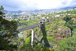 Funchal Prints: Huge highway bridge above Funchal seen from the Botanical Garden, Madeira