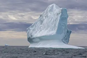 Huge icebergs at Cape Brewster, the easternmost point of the jagged
