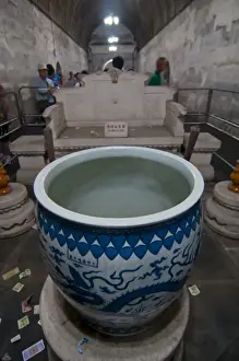 Ming Prints: Huge pot inside the Ming Tombs, UNESCO World Heritage Site, Bejing, China, Asia