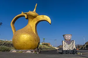 Huge tea pot monument in the Asir mountains near Jizan, Kingdom of Saudi Arabia