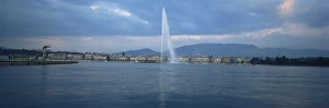 Lake Geneva Prints: Huge water fountain on Lake Genava