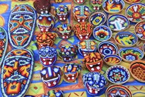 Huichol handicrafts in the market, Patzcuaro, Michoacan state, Mexico, North America