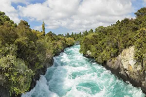 Waterfalls Prints: Huka Falls Waterfall, Waikato River, Taupo District, North Island, New Zealand, Pacific