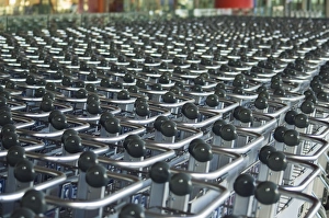 Hundreds of trolleys at Beijing Capital Airport, part of the new Terminal 3 building opened February 2008 Hundreds of trolleys at Beijing Capital Airport, part of the new Terminal 3 building opened February 2008