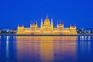 Danube Prints: Hungarian Parliament Building, Banks of the Danube