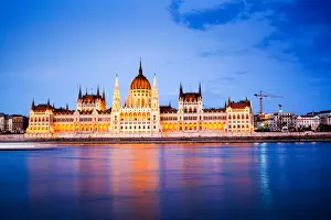 Budapest Prints: The Hungarian Parliament Building on the banks of the River Danube in Pest