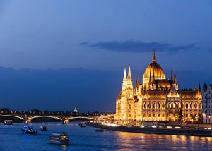 Typically Hungarian Prints: Hungarian Parliament Building and Danube River at night, UNESCO World Heritage Site