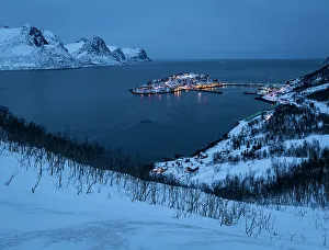 Reflective Prints: Husoy at dusk, Senja, Troms og Finnmark, Norway, Scandinavia, Europe