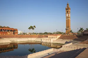 Clock Tower Prints: Hussainabad pond and Clock Tower, Lucknow, Uttar Pradesh, India, Asia