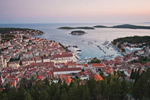 Hvar Island Prints: Hvar Town at sunset taken from the Spanish Fortress (Fortica)