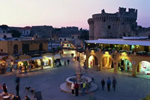 Squares Prints: Hypocratus Square, Rhodes Town, Rhodes, Dodecanese, Greek Islands, Greece, Europe