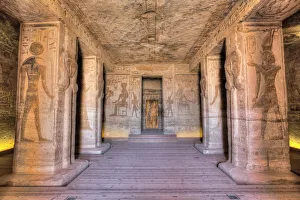 Columns Prints: Hypostyle Hall, Temple of Hathor and Nefertari, UNESCO World Heritage Site, Abu Simbel