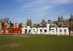 Images Dated 7th April 2008: I amsterdam sculpture near the Rijksmuseum, Amsterdam, Netherlands, Europe