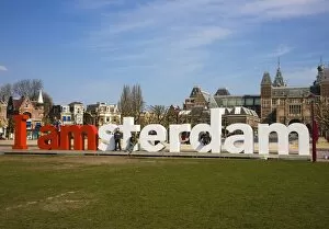 I amsterdam sculpture near the Rijksmuseum, Amsterdam, Netherlands, Europe